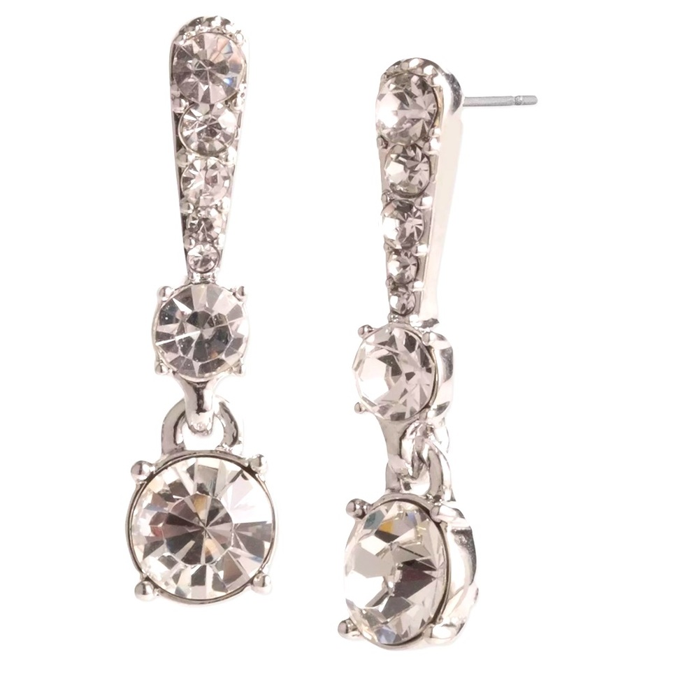 GIVENCHY Silver-Tone Crystal Pavé Small Drop Earrings